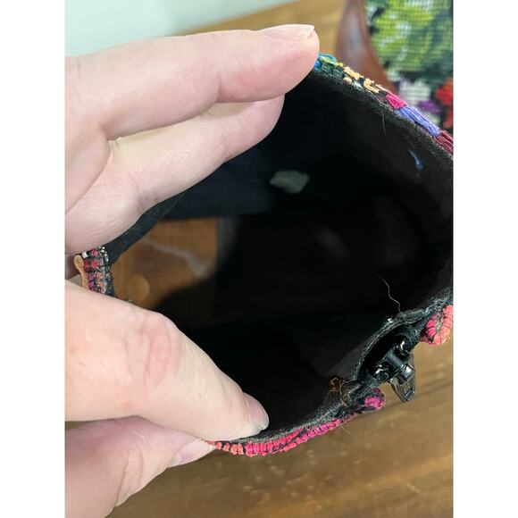 Artisan Handmade Leather Boots Guatemalan Huipil Textile Boho Ankle Boot - Picture 12 of 12